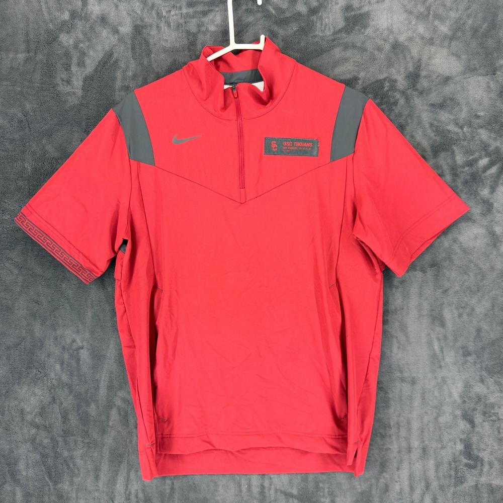 Nike USC Trojans Mens Red Short Sleeve 1/4 Zip Windbreaker Jacket CW3430-620 M